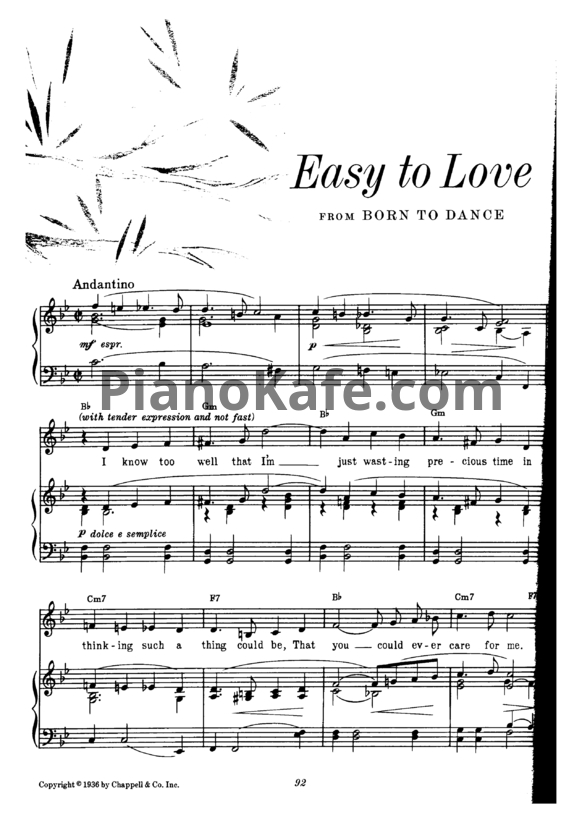 Ноты Cole Porter - Easy to love - PianoKafe.com
