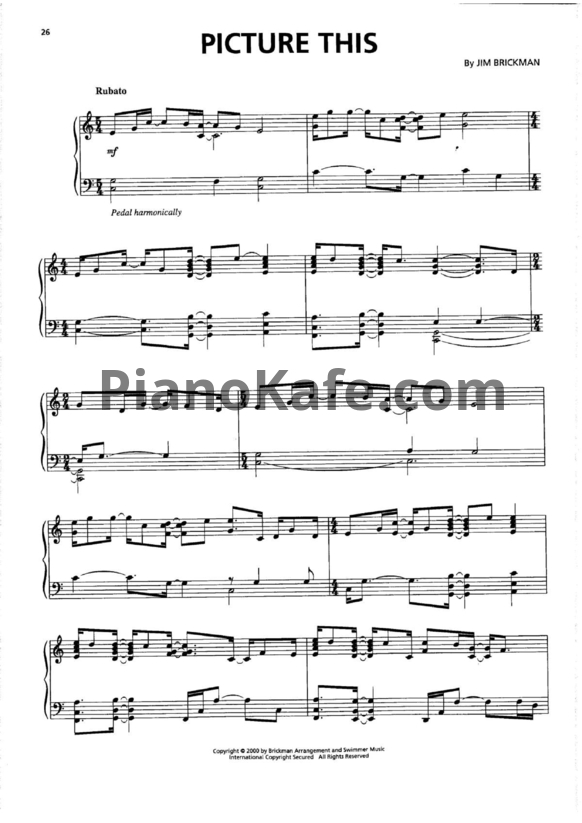 Ноты Jim Brickman - Picture this - PianoKafe.com