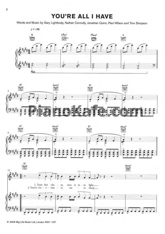 Ноты Snow Patrol - Eyes open (Книга нот) - PianoKafe.com