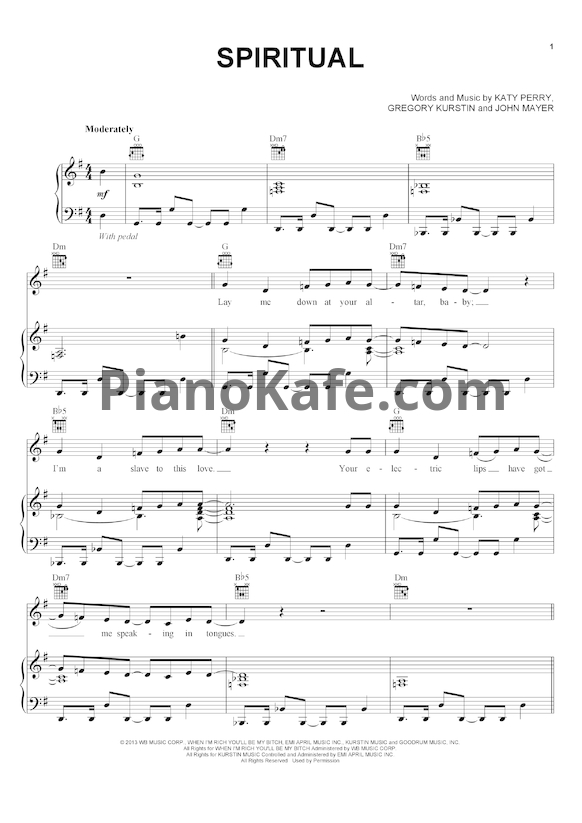 Ноты Katy Perry - Spiritual - PianoKafe.com