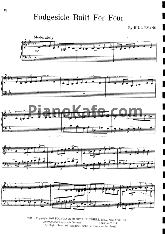 Ноты Bill Evans - Fudgesicle built for four - PianoKafe.com