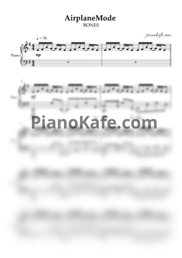 Ноты BONES - AirplaneMode - PianoKafe.com