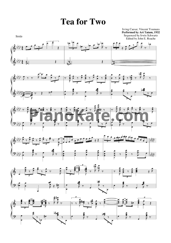 Ноты Art Tatum - Tea for Two - PianoKafe.com