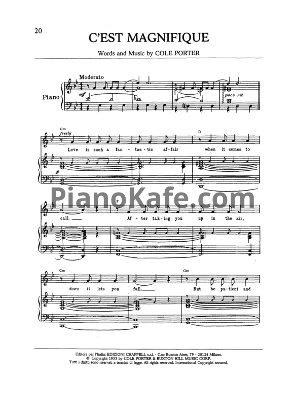Ноты Frank Sinatra - C'est Magnifique - PianoKafe.com