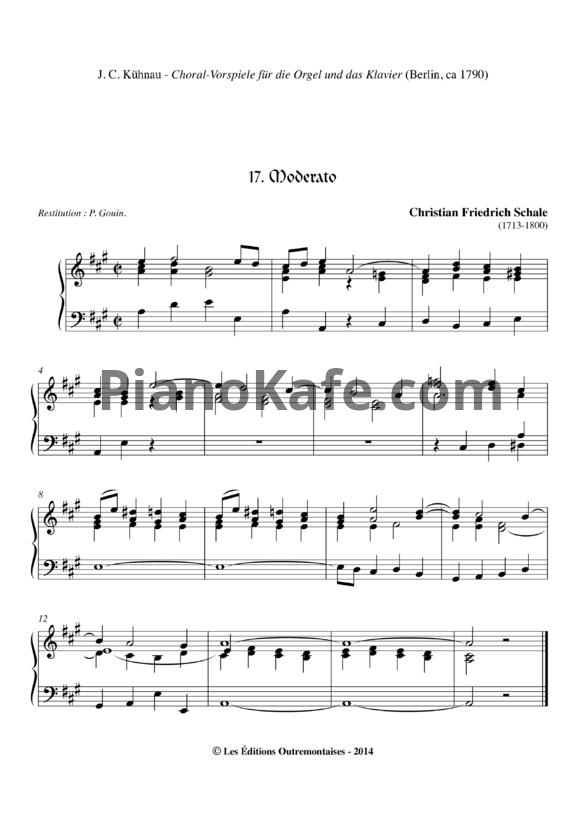 Ноты Кристиан Фридрих Шале - Модерато ля мажор - PianoKafe.com