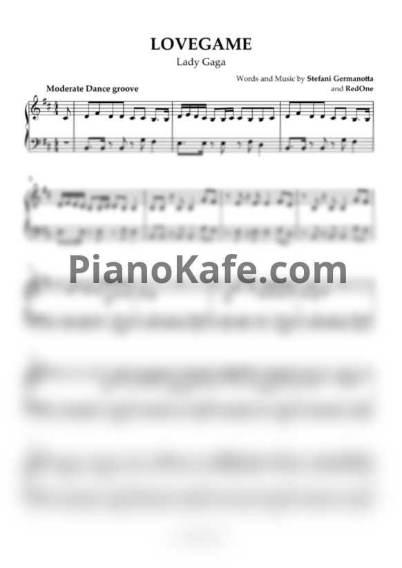 Ноты Lady Gaga - Love Game - PianoKafe.com