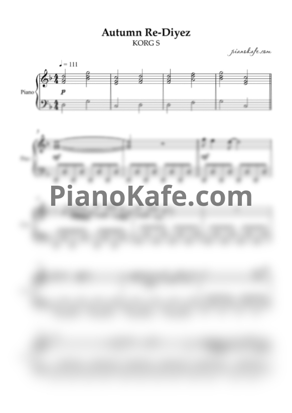 Ноты Korg S - Autumn Re-Diyez (Переложение для синтезатора) - PianoKafe.com