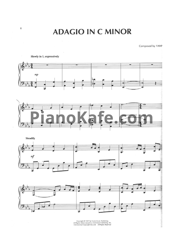 Ноты Yanni - Adagio in C - PianoKafe.com