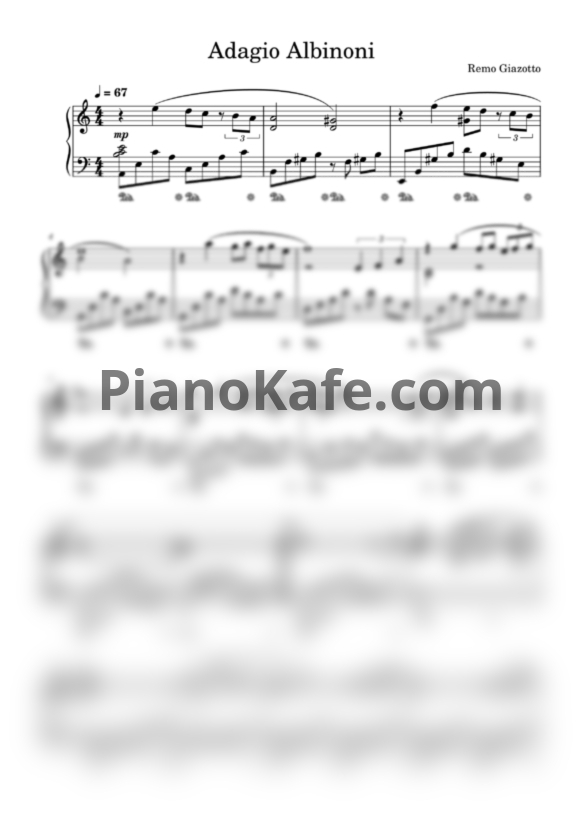 Ноты Remo Giazotto - Adagio Albinoni (Облегченное переложение) - PianoKafe.com