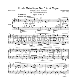 Ноты Стефан Хеллер - Мелодический этюд (Op. 16, №5) ля мажор - предпросмотр