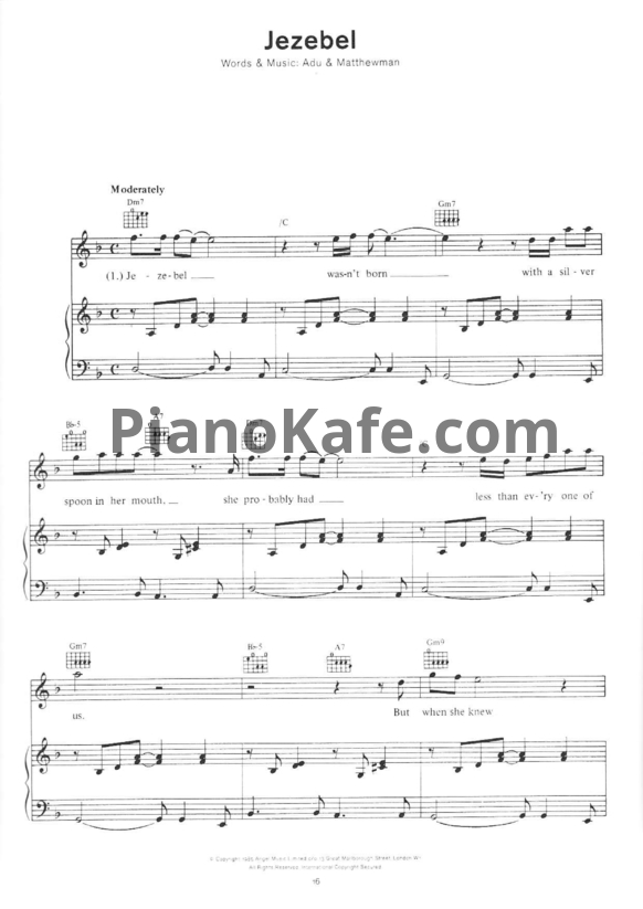 Ноты Sade - Jezebel - PianoKafe.com