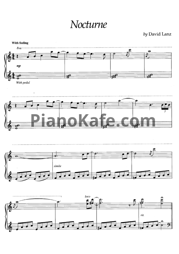Ноты David Lanz - Nocturne - PianoKafe.com