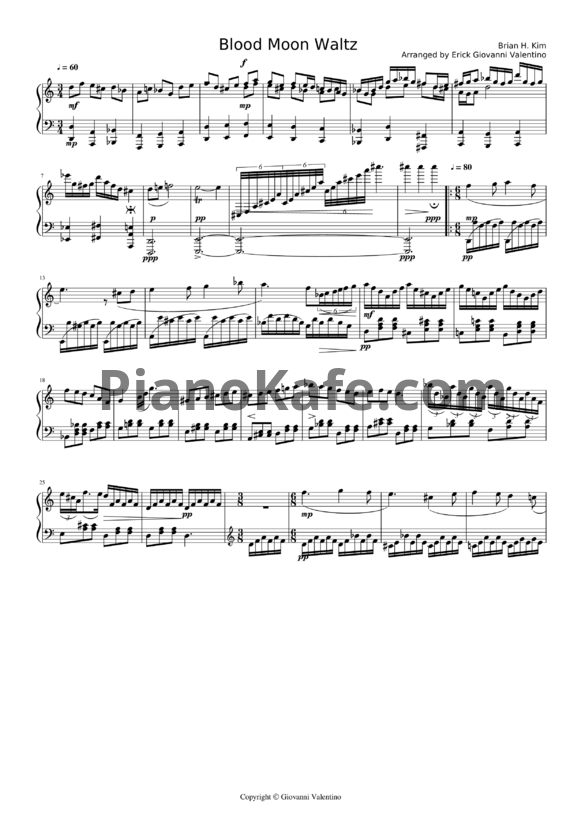 Ноты Brian H. Kim - Blood moon waltz - PianoKafe.com