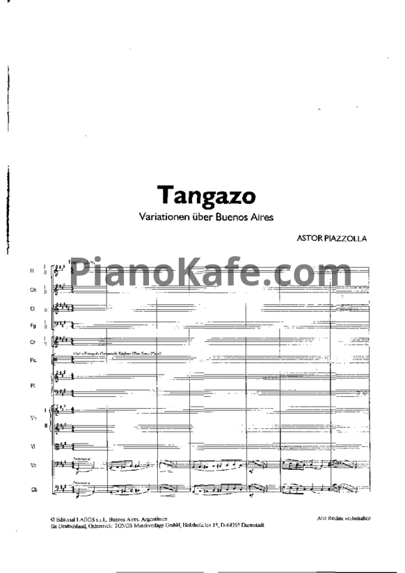 Ноты Astor Piazzolla - Libertango (Tangazo) - PianoKafe.com
