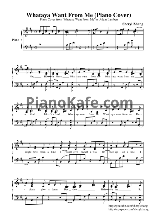 Ноты Adam Lambert - Whataya want from me - PianoKafe.com