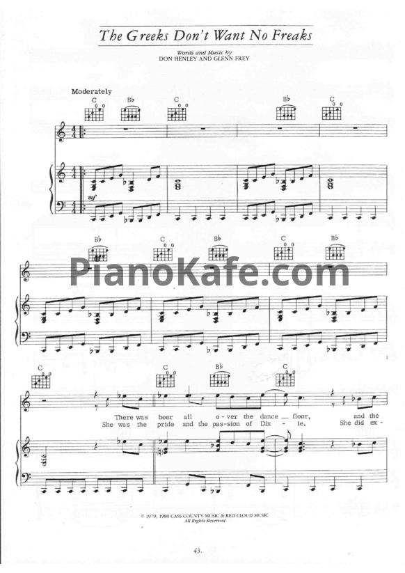 Ноты The Eagles - The greeks don't want no freaks - PianoKafe.com