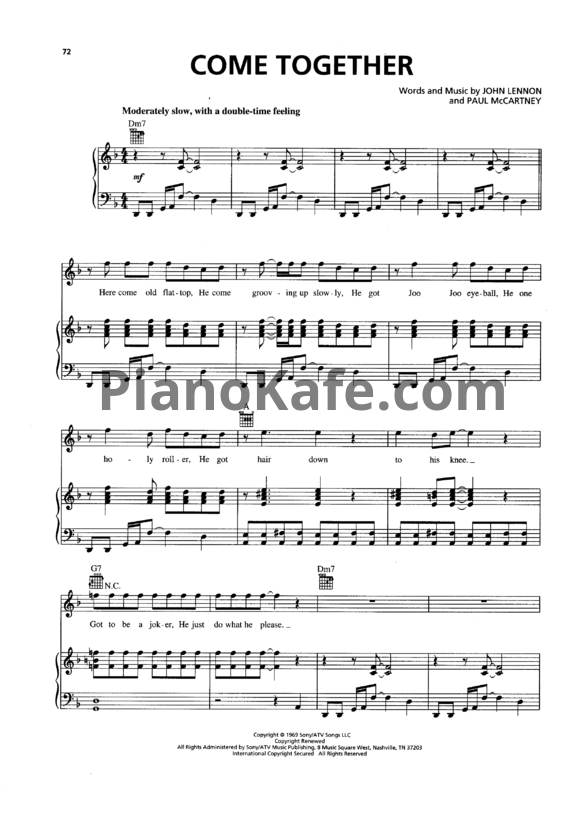Ноты The Beatles - Come together - PianoKafe.com