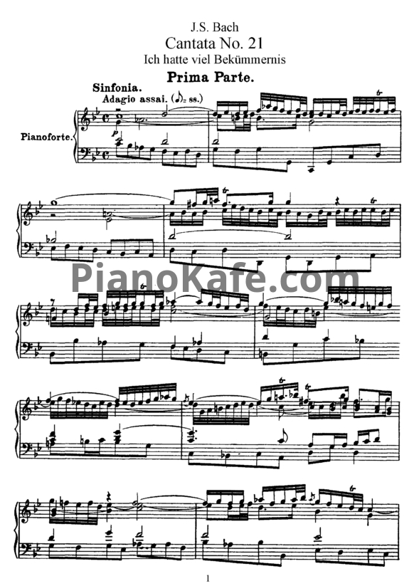 Ноты И. Бах - Кантата №21 "Ich hatte viel Bekummernis" (BWV 21) - PianoKafe.com