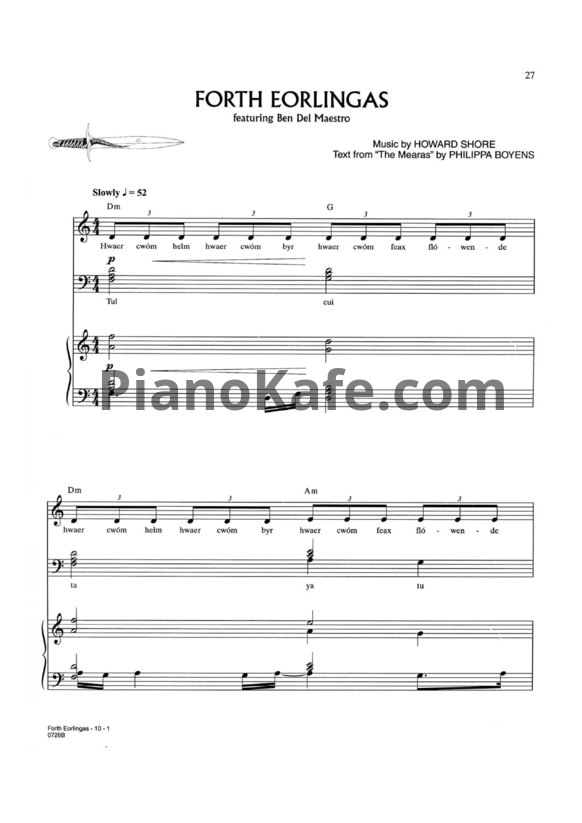 Ноты Howard Shore - Forth Eorlingas - PianoKafe.com
