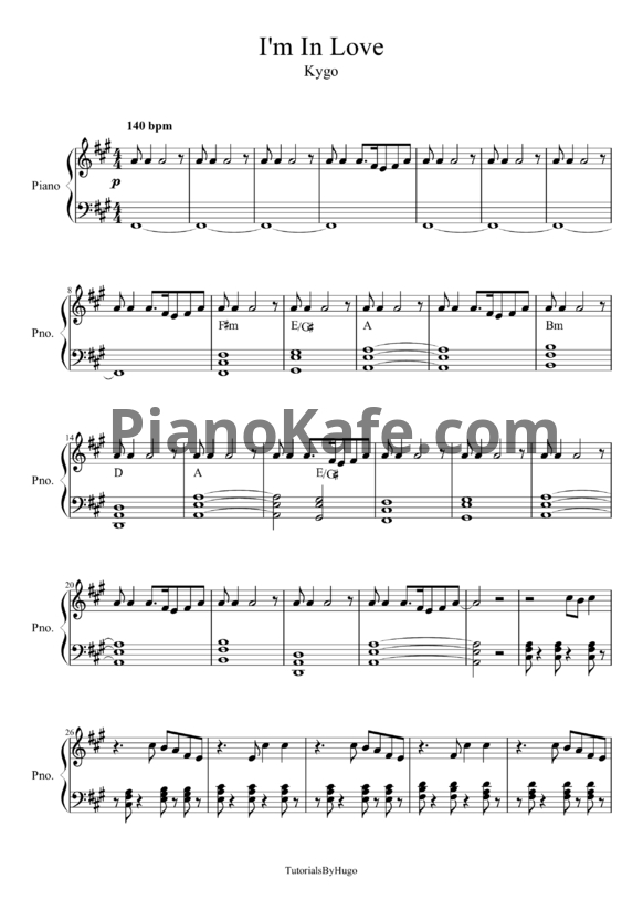 Ноты Kygo feat. James Vincent McMorrow - I'm in love - PianoKafe.com