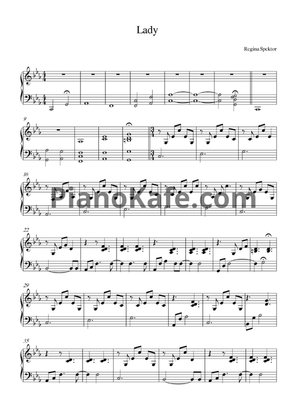 Ноты Regina Spektor - Lady - PianoKafe.com