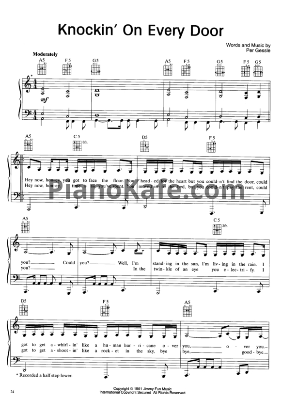 Ноты Roxette - Knockin' on every door - PianoKafe.com
