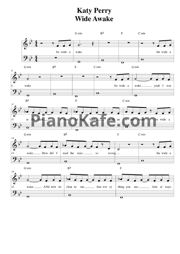 Ноты Katy Perry - Wide awake - PianoKafe.com