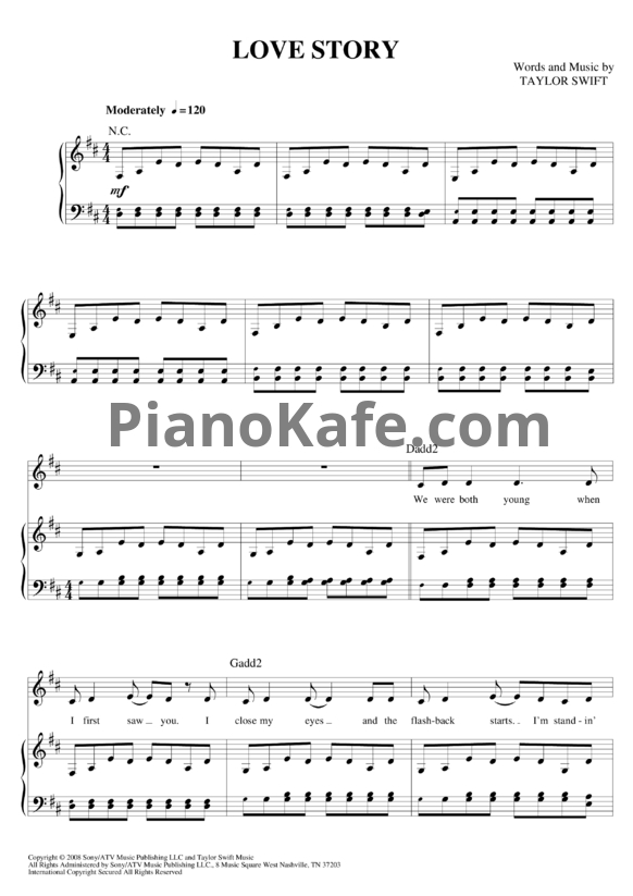 Ноты Taylor Swift - Love story - PianoKafe.com