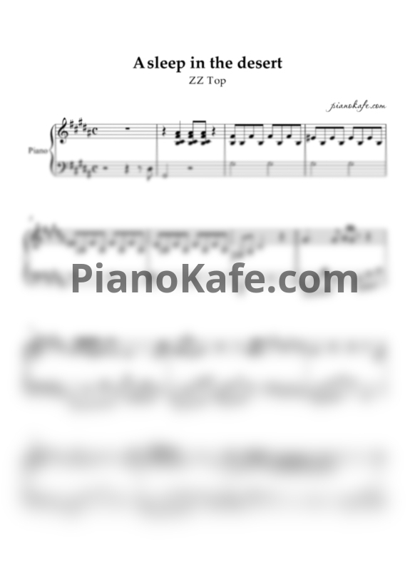 Ноты ZZ Top - Asleep in the desert (Piano cover) - PianoKafe.com