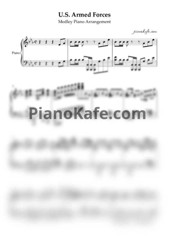 Ноты U.S. Armed Forces Medley Piano Arrangement - PianoKafe.com
