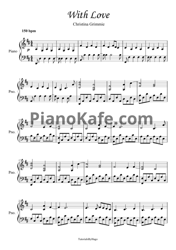 Ноты Christina Grimmie - With love - PianoKafe.com