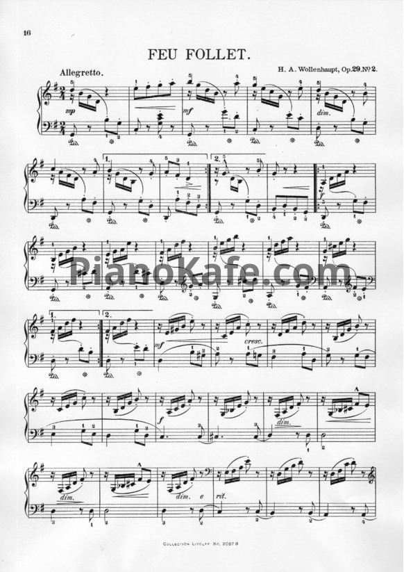 Ноты Герман Волленгаупт - Feu follet (Соч. 29, №2) - PianoKafe.com