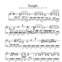 Ноты Elton John - Tonight - предпросмотр