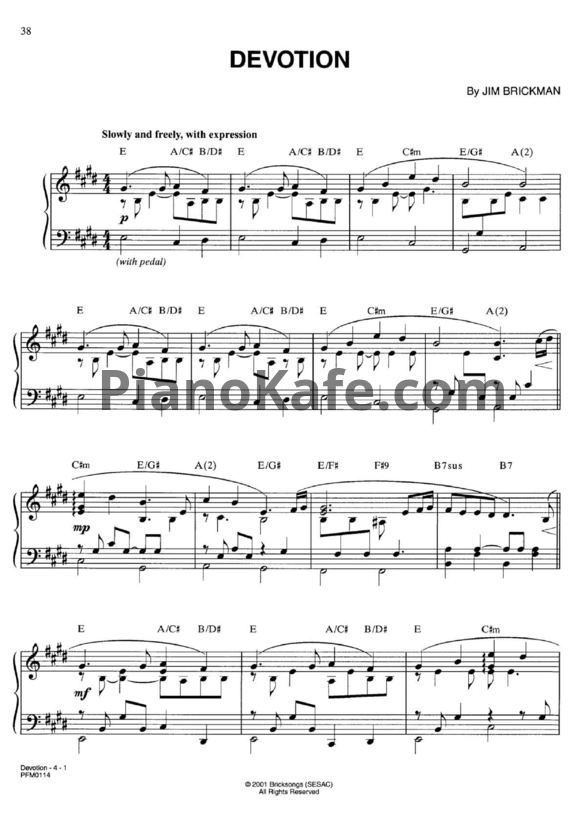 Ноты Jim Brickman - Devotion - PianoKafe.com