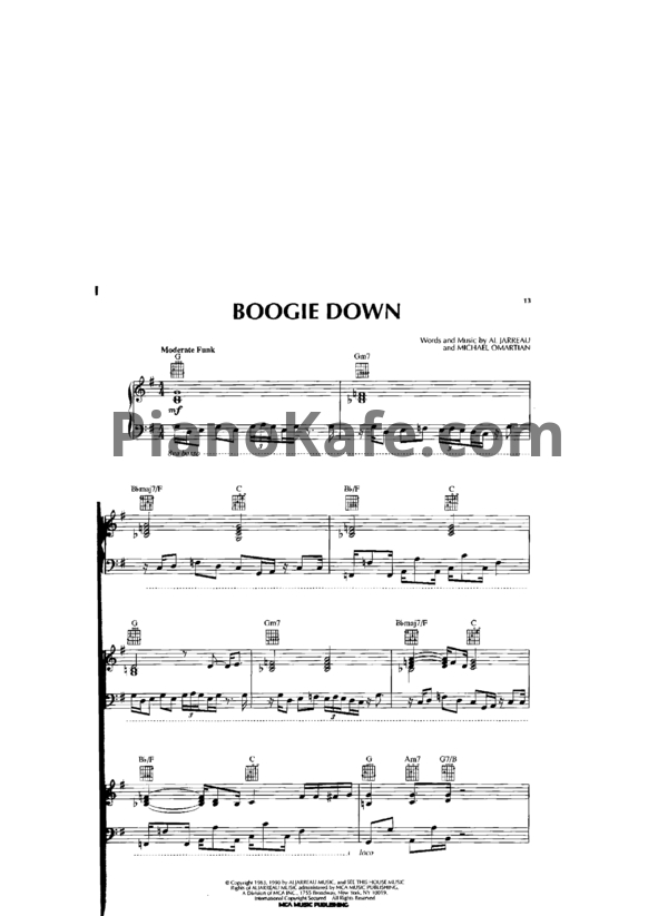 Ноты Al Jarreau - Boogie down - PianoKafe.com