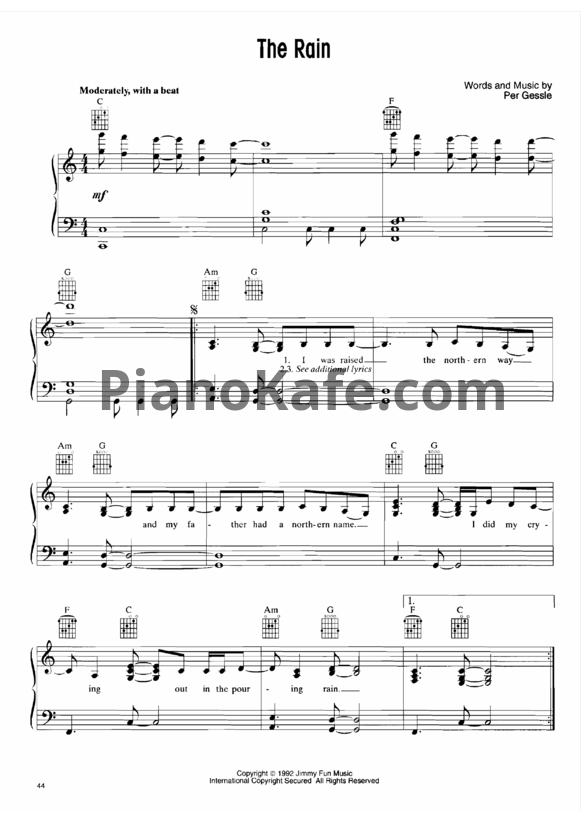 Ноты Roxette - The rain - PianoKafe.com