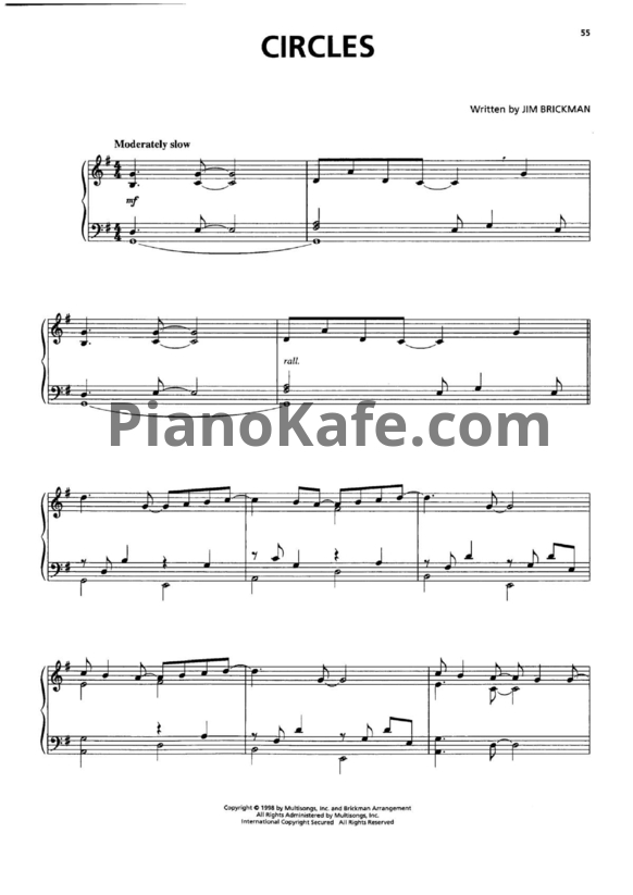 Ноты Jim Brickman - Circles - PianoKafe.com