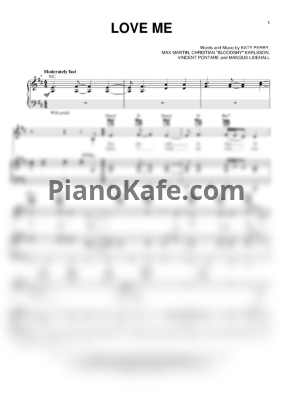 Ноты Katy Perry - Love me - PianoKafe.com