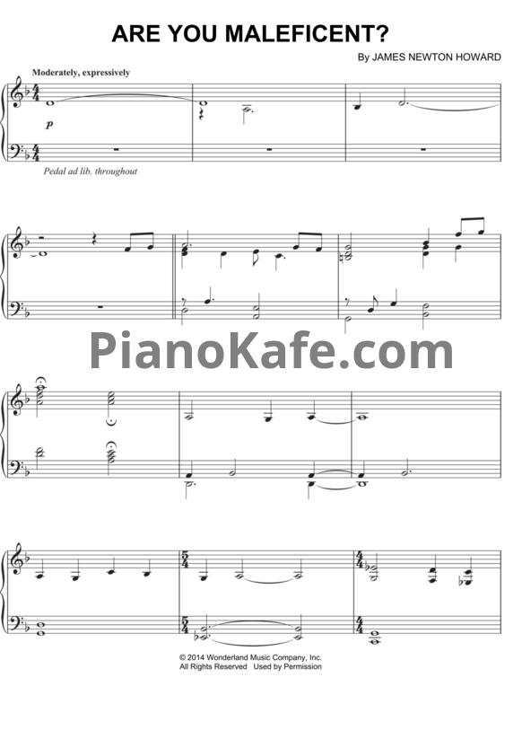 Ноты James Newton Howard - Are you Maleficent? - PianoKafe.com