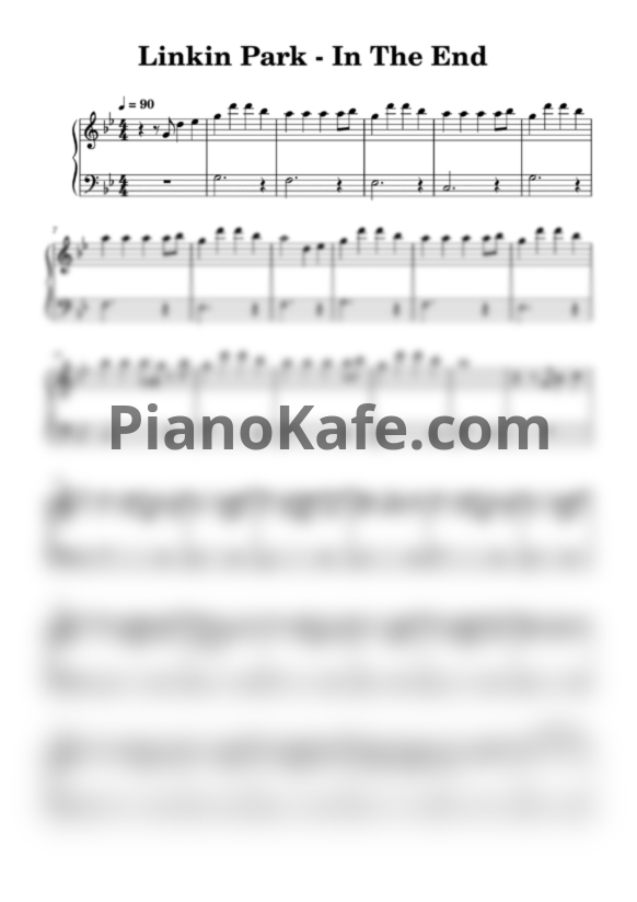 Ноты Linkin Park - In the end (Лёгкое переложение для фортепиано) - PianoKafe.com