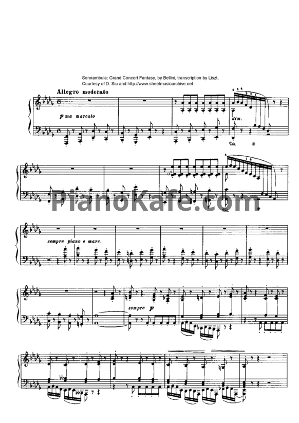 Ноты Ф. Лист - Большая концертная фантазия на темы из оперы `Сомнамбула` (S.393/3) - PianoKafe.com