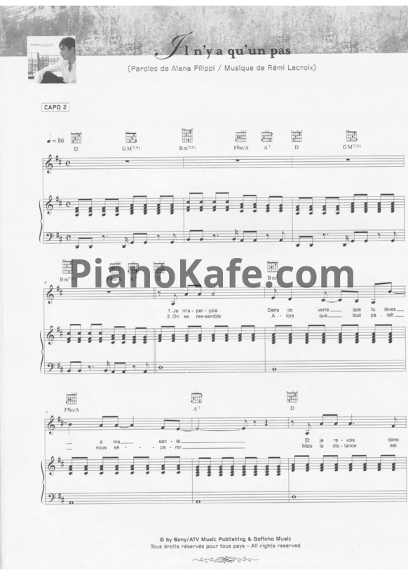Ноты Gregory Lemarchal - Il n y a qu un pas - PianoKafe.com