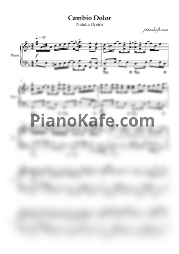 Ноты Natalia Oreiro - Cambio dolor (Piano cover) - PianoKafe.com