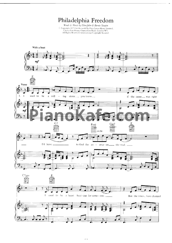 Ноты Elton John - Philadelphia freedom - PianoKafe.com