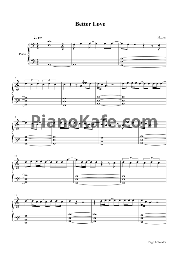 Ноты Hozier - Better love - PianoKafe.com