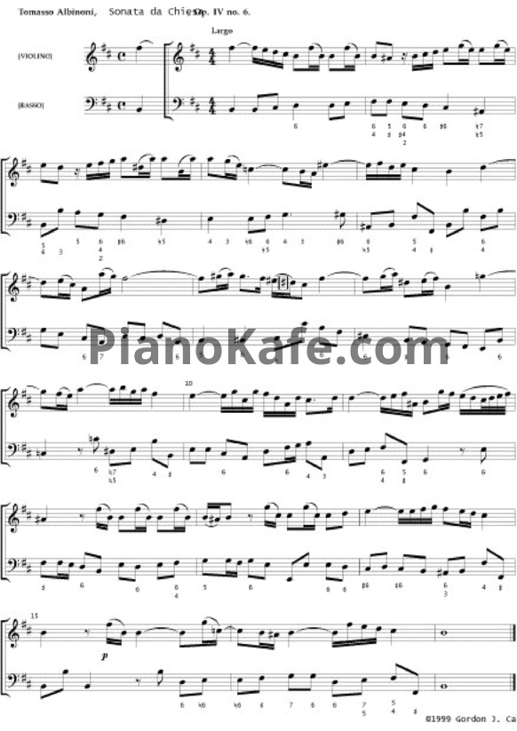 Ноты Томазо Альбинони - Sonata da chiesa - PianoKafe.com