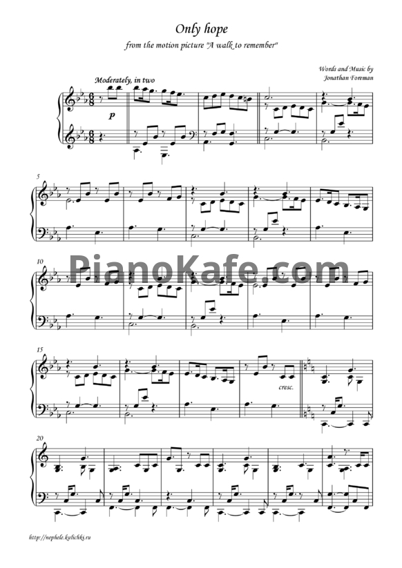 Ноты Switchfoot - Only hope - PianoKafe.com