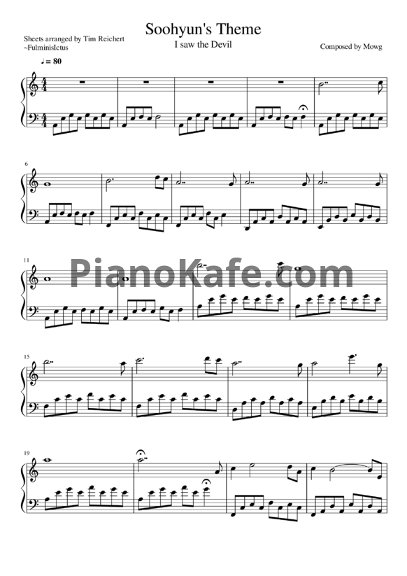Ноты Mowg - Soohyun's theme - PianoKafe.com