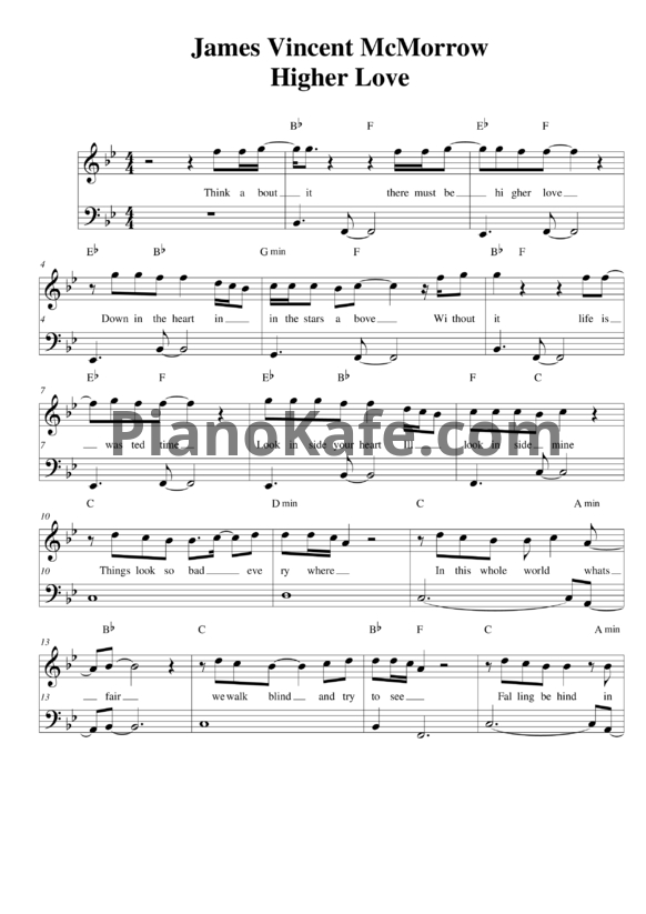 Ноты James Vincent McMorrow - Higher love - PianoKafe.com
