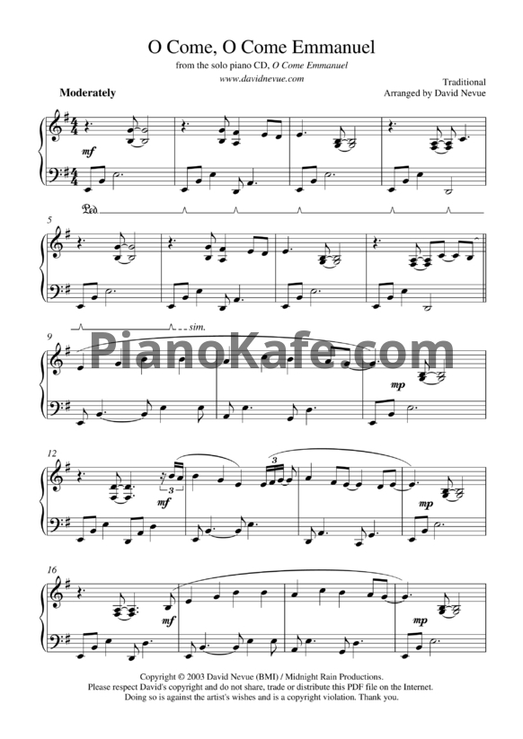 Ноты David Nevue - O come, O come emmanuel - PianoKafe.com
